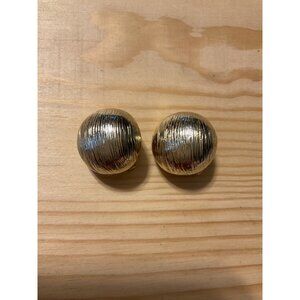 Vintage Gold-Tone Clip-On Earrings Textured Dome Design Elegant Statement Jewelr